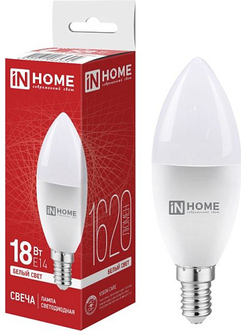 Лампа светодиодная IN HOME LED-СВЕЧА-VC 18Вт 230В Е14 4000К 1620Лм купить в СОМ
