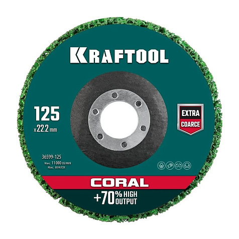 Диск зачистной полимерный для УШМ Kraftool, 125х22.2мм, зеленый купить в СОМ