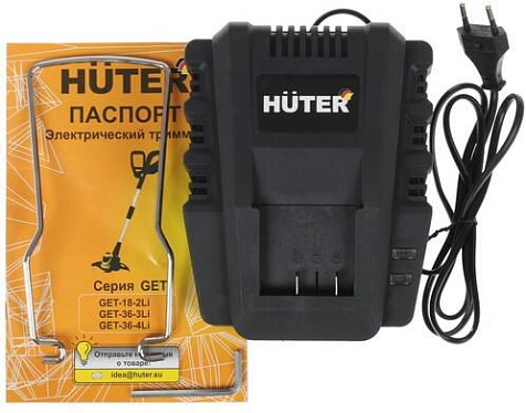 Триммер аккумуляторный HUTER GET-40-3Li, 36 В, 3.0 А/ч, леска, 1 аккумулятор купить в СОМ